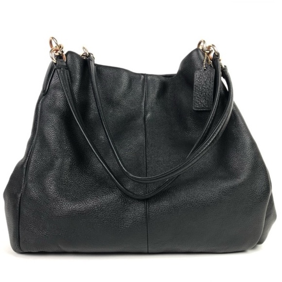 Coach Phoebe Pebbled Leather Shoulder Bag in Black F35723 - Picture 2 of 16